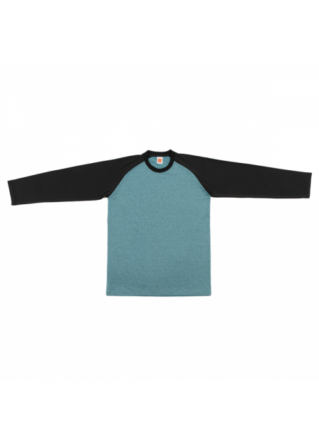 100% Cationic Polyester Quick Dry Round Neck Long Sleeve QD49 140GSM - Light Blue/ Black