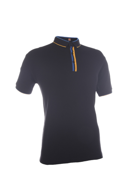 Cotton Interlock Polo T-shirt CI10 - Black/ Royal/ Yellow