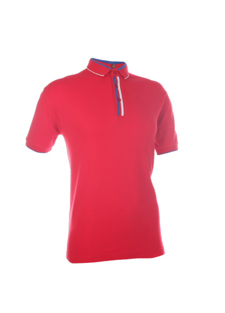 Cotton Interlock Polo T-shirt CI10 - Red/ Royal/ White