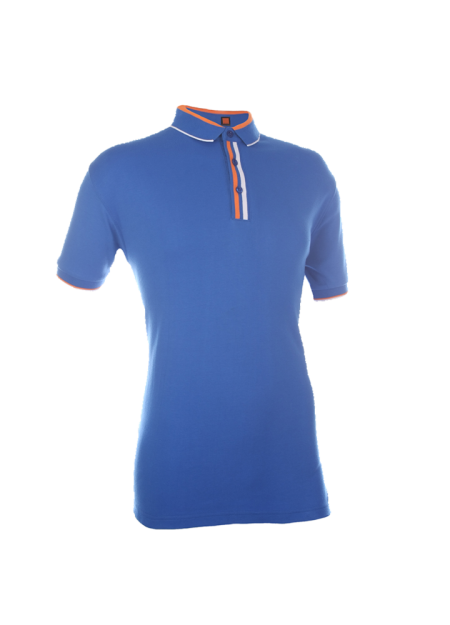Cotton Interlock Polo T-shirt CI10 - Royal/ Orange/ White