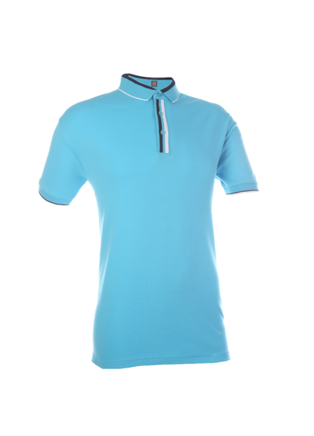 Cotton Interlock Polo T-shirt CI10 - Sea Blue/ Navy/ White