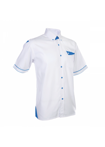 Corporate Uniform F128 - White/ Sea Blue