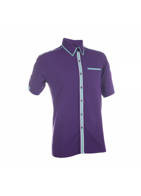 Corporate Uniform F132 - Dark Purple/ Turquoise/ White