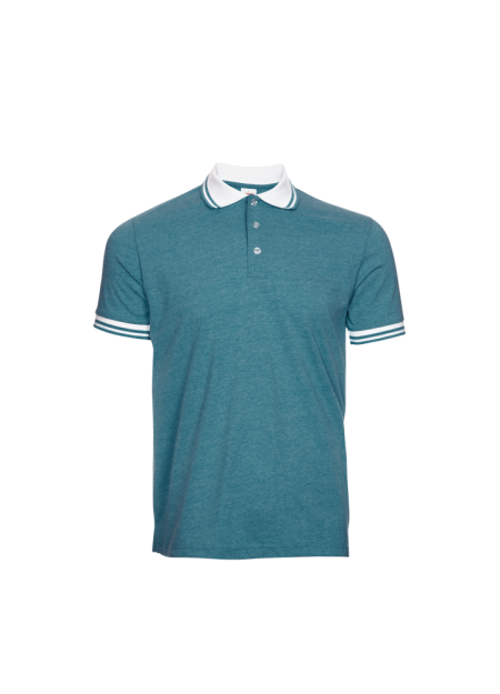 Single Jersey Polo T-shirt SJ08 - Forest Green/ White