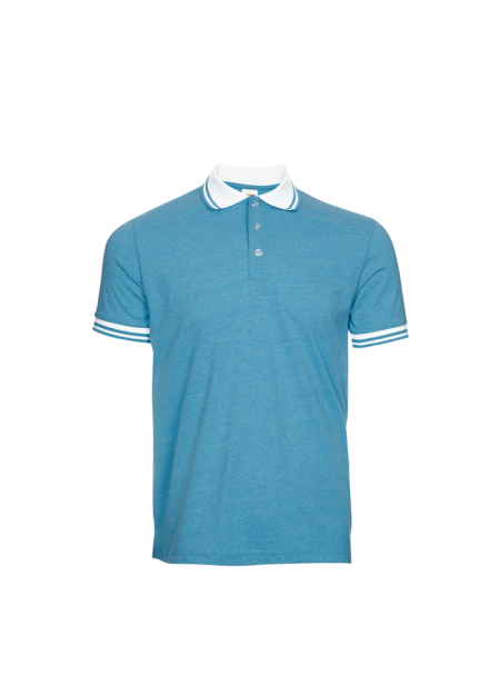 Single Jersey Polo T-shirt SJ08 - Sea Blue/ White