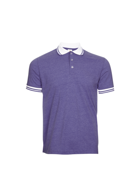 Single Jersey Polo T-shirt SJ08 - Dark Purple/ White
