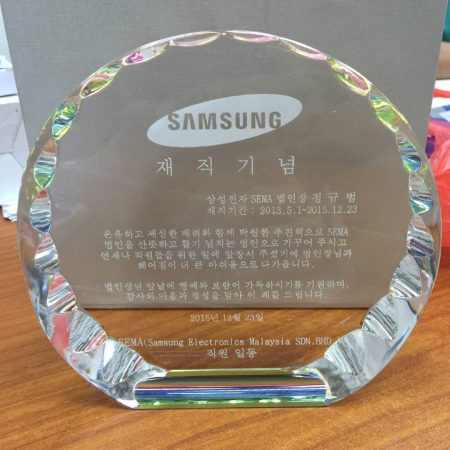 Laser Engraving on Crystal Plaque