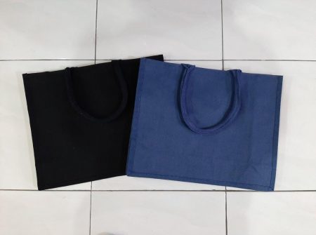 BIG LAMINATED JUCO BAG TOTE BAG-ALL BLACK , ALL NAVY