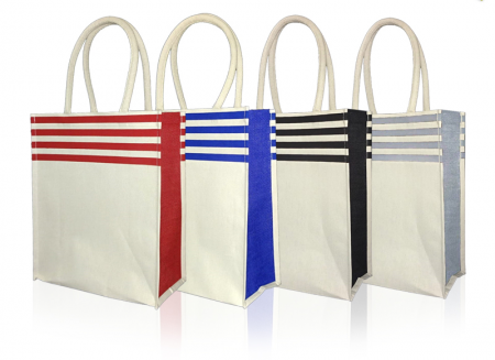 A4 Size Cotton Bag With Jute Gusset