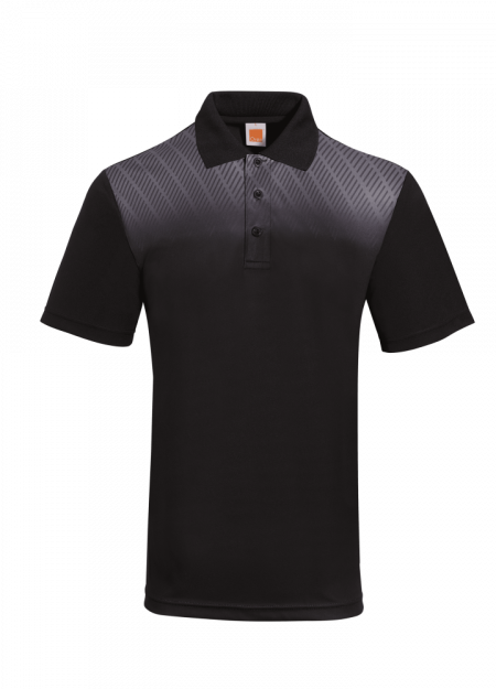 100% POLYESTER INTERLOCK QUICK DRY WITH COLLAR QD63 150GSM – BLACK/ GREY