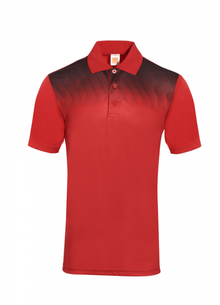 100% POLYESTER INTERLOCK QUICK DRY WITH COLLAR QD63 150GSM – RED/ BLACK