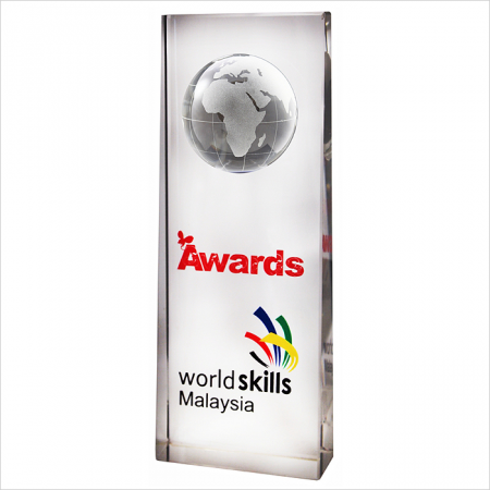 Crystal Globe Plaque 3042