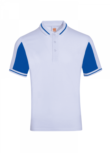 Single Jersey Polo T-shirt SJ09 - White/ Royal