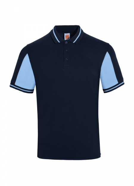 Single Jersey Polo T-shirt SJ09 - Navy/ Light Blue