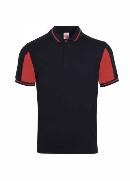 Single Jersey Polo T-shirt SJ09 - Black / Red