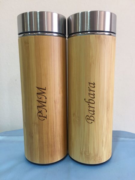 Individual Name laser Engraving on Bamboo Flask