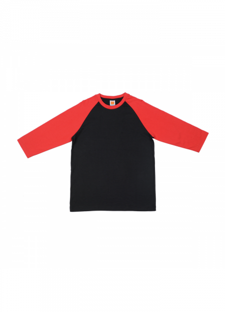 100% COTTON ROUND NECK PLAIN T-SHIRT CT56 160GSM – Black / Red