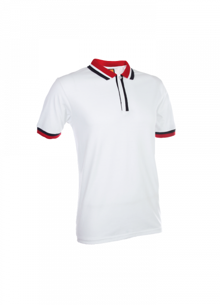 Single Jersey Polo T-shirt SJ04 - White / Red / Navy