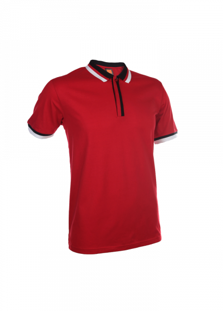 Single Jersey Polo T-shirt SJ04 - Red / Black / White