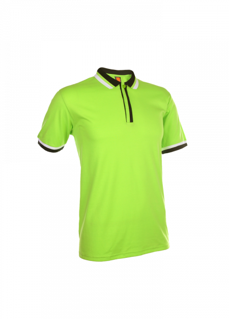 Single Jersey Polo T-shirt SJ04 - Lime Green / Forest Green / White