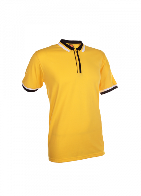 Single Jersey Polo T-shirt SJ04 - Golden Yellow / Black / White