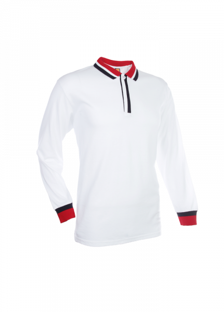 Single Jersey Polo T-shirt SJ05 - White/ Red/ Navy