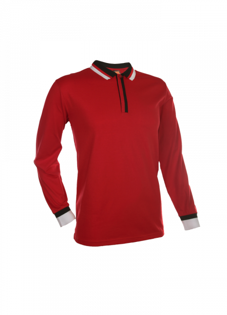 Single Jersey Polo T-shirt SJ05 - Red/ Black/ White