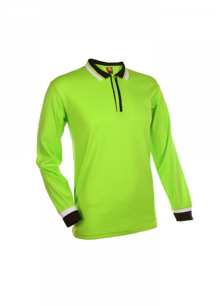 Single Jersey Polo T-shirt SJ05 - Lime Green / Forest Green / White