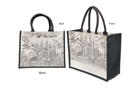 Designer Canvas Tote Bag (I Love Malaysia) - 41cm(w) x 34cm(h) x 18.5cm(d)
