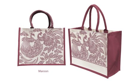 Designer Canvas Tote Bag (Peacock) - 41cm(w) x 34cm(h) x 18.5cm(d)