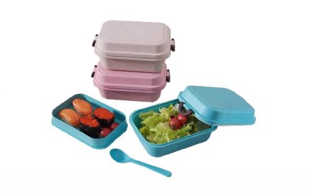 Eco Organic Wheat Lunch Box (Double Layers) - 15cm(w) x 9cm(h) x 9.5cm(d)