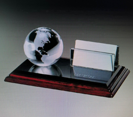 Crystal Globe with Name Card Holder