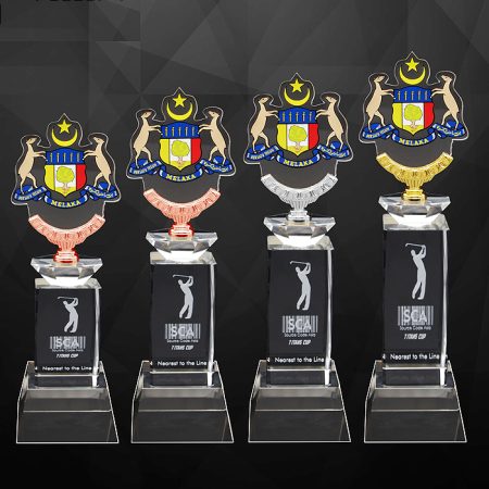 Crystal Trophy With Acrylic Medal - 9264