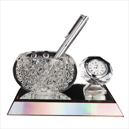 Crystal Bowl With Clock - 8214