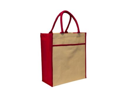Canvas Bag Red 10oz Natural Cotton - 35cm(H) x 30cm(W) x 15cm(D)