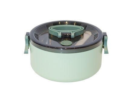 Army Green Lunch Box with Safety Lock / 1 Tier - 14cm(ø) x 8cm(H)