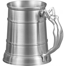 Pewter Mug /Tankard - Woman sculpture as handle - 121mmH / 540ml