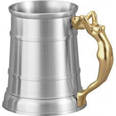Pewter Mug/Pewter Tankard (Gold) - Women sculpture as handle -121mmH / 540ml
