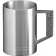 Pewter  Mug - Pewter Tankard with wood carves essence on handle - 95mmH / 300ml