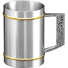 Pewter  Mug/Pewter Tankard (Gold) - Wood carves essence on handle - 95mmH / 300ml
