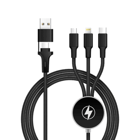 CABLEGLOW - 3 IN 2 LED LIGHT UP LOGO FAST CHARGING CABLE 3.0A FAST CHARGE