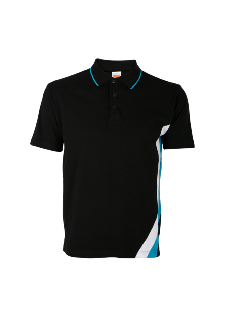 Honeycomb Polo Tee OREN SPORT HC2702 – Black / Sea Blue / White