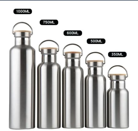 STAINLESS STEEL WATER BOTTLE WITH BAMBOO CAP