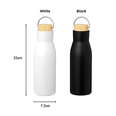 Stainless Steel Bottle  with Bamboo Cap Handle – 450ml