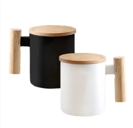 Ceramic Mug with Wooden Handle – 380ml