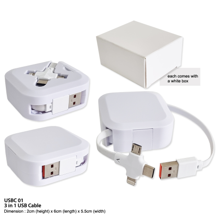 3 in 1 USB Cable -White