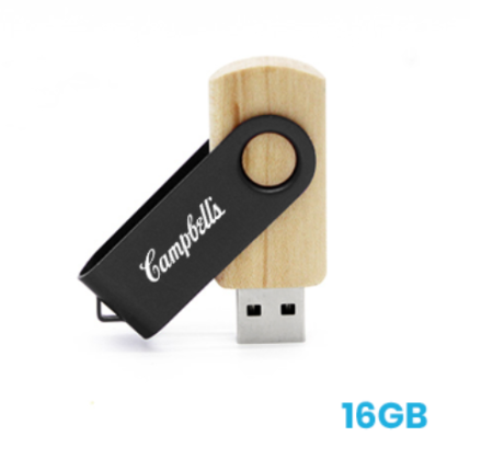 Black Wooden USB Flash Drive – 16GB