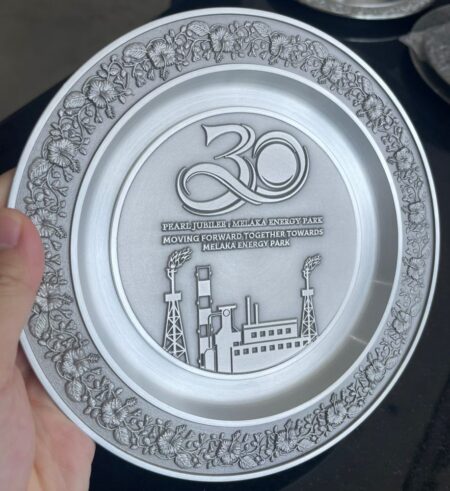 Pewter Tray – Bunga Raya / Hibiscus - Logo Embossing Sample