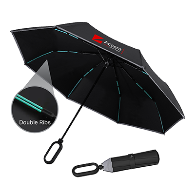 21" Foldable Umbrella - Double Ribs, 8 Panel, Coated