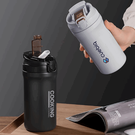 316 Stainless Steel Bottle with Straw - 600ml, Dual Lid